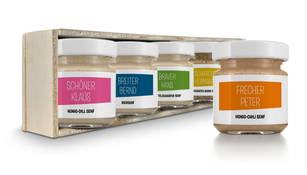 Kochgeschwister Geschenkbox Senf mit 5 verschiedenen Sorten
